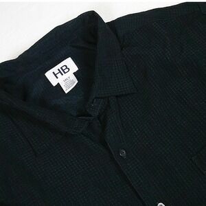 HB Mens 1XLT Black Textured Short Sleeve Button Down Shirt Big and Talll